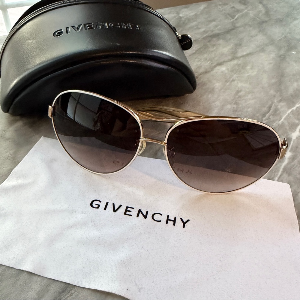 Authentic Givenchy Gold White Frame Sunglasses wi… - image 2